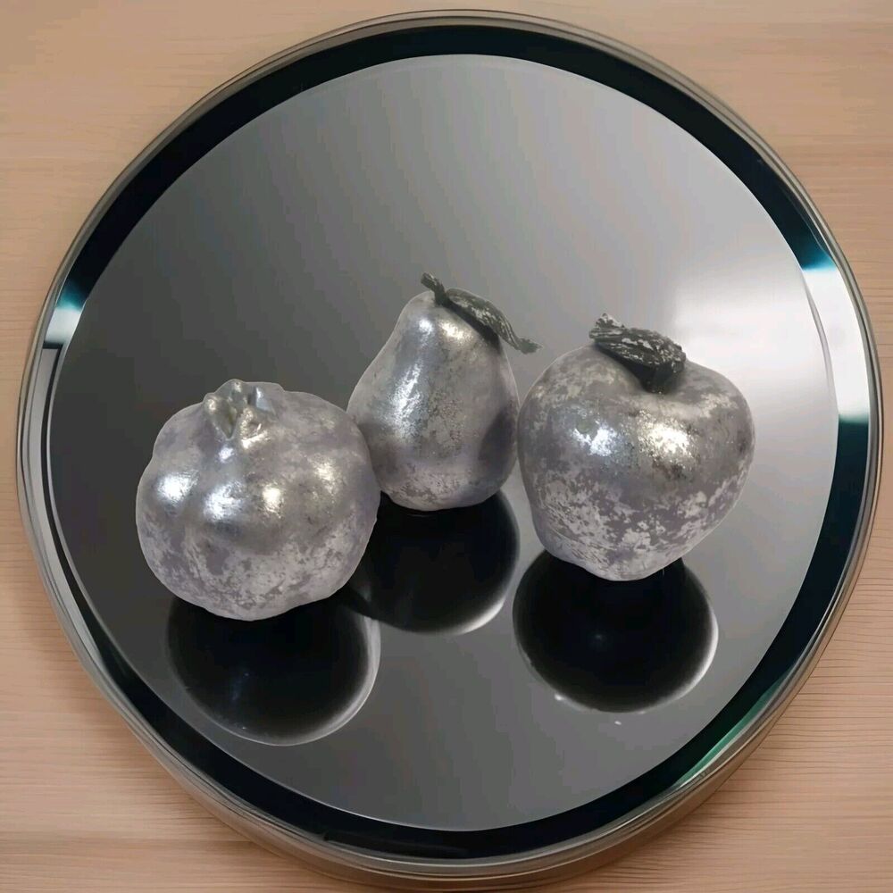 Artificial Faux Lavender And Silver Terracotta Fruit Set Of 3